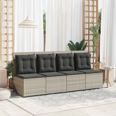 Garden Sofa with Cushion Light grey Poly rattan vidaXL