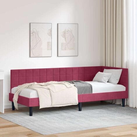 Corner Bed Frame with Headboard Wine red 80 x 200 cm Velvet vidaXL