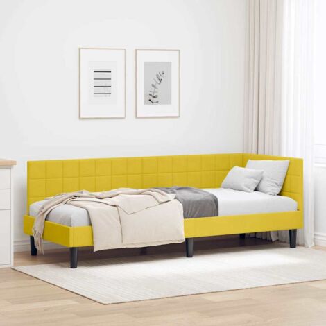 Corner Bed Frame with Headboard Yellow 80 x 200 cm Velvet vidaXL