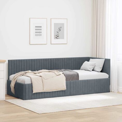 Corner Bed Frame with Headboard Dark grey 80 x 200 cm Velvet vidaXL
