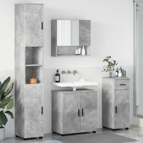 Bathroom Furniture Set with Drawer 4 pcs Concrete Grey vidaXL (1/5)