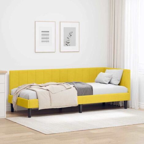 Corner Bed Frame with Headboard Yellow 80 x 200 cm Velvet vidaXL