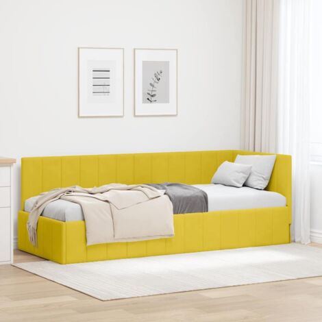 Corner Bed Frame with Headboard Yellow 80 x 200 cm Velvet vidaXL