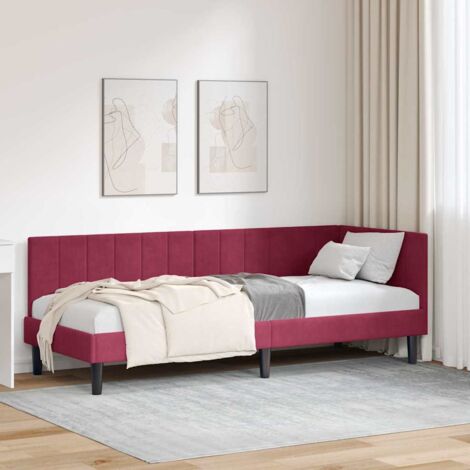 Corner Bed Frame with Headboard Wine red 80 x 200 cm Velvet vidaXL