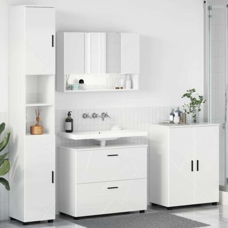 Bathroom Furniture Set with Drawer 4 pcs High Gloss White vidaXL (1/5)