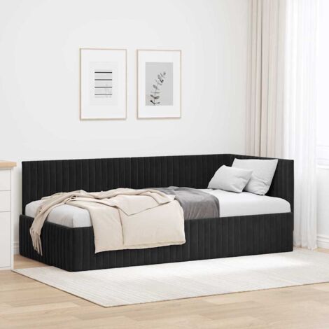 Corner Bed Frame with Headboard Black 90 x 200 cm Velvet vidaXL (1/5)