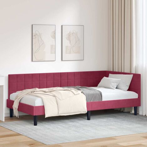 Corner Bed Frame with Headboard Wine red 100 x 200 cm Velvet vidaXL