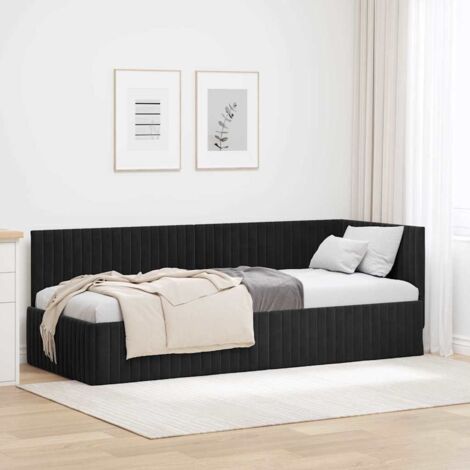 Corner Bed Frame with Headboard Black 80 x 200 cm Velvet vidaXL
