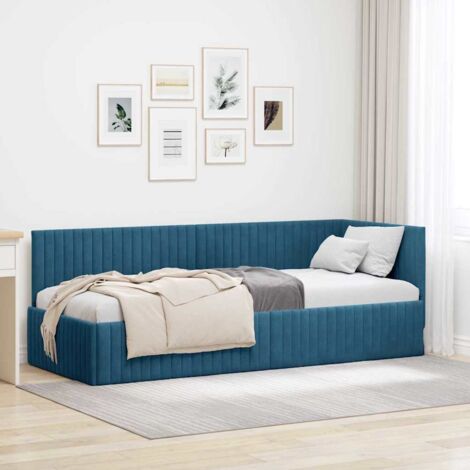 Corner Bed Frame with Headboard Blue 80 x 200 cm Velvet vidaXL