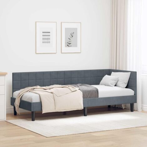 Corner Bed Frame with Headboard Dark grey 80 x 200 cm Velvet vidaXL