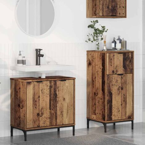 Bathroom Furniture Set 2 pcs Old Wood Engineered Wood and Metal vidaXL (1/5)