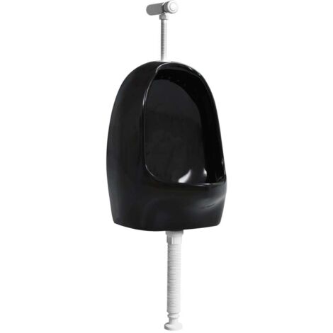 Wall Hung Urinal with Flush Valve Ceramic Black vidaXL