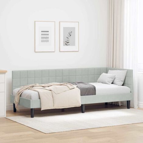 Corner Bed Frame with Headboard Light grey 80 x 200 cm Velvet vidaXL