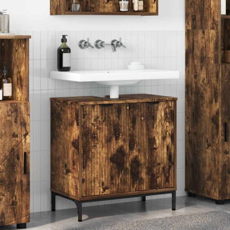 Bathroom Sink Cabinet with Door Smoked oak 60.5 x 33.5 x 61 cm vidaXL