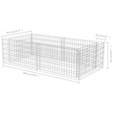 Gabion Planter Galvanised Steel 180x90x50 cm vidaXL