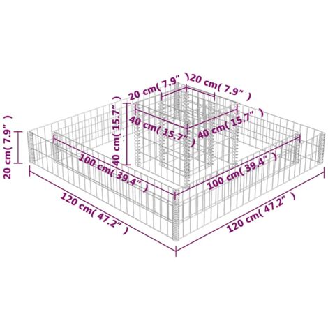 Gabion Planter Galvanised Steel 120x120x20 vidaXL