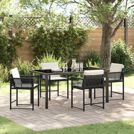 Garden Dining Set 5 pcs Black Poly Rattan vidaXL