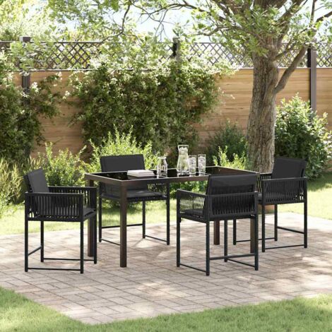 Garden Dining Set 5 pcs Black Poly Rattan vidaXL