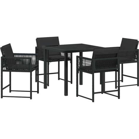 Garden Dining Set 5 pcs Black Poly Rattan vidaXL