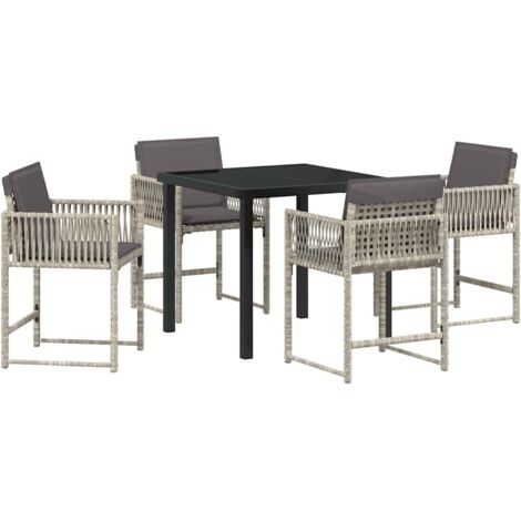 Garden Dining Set 5 pcs Light Grey Poly Rattan vidaXL
