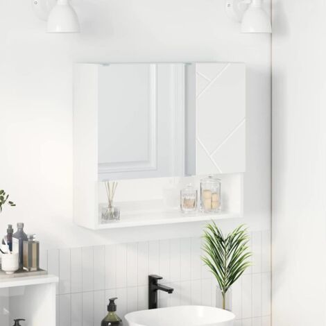Mirror Cabinet High gloss white 59 x 17 x 55 cm Engineered wood vidaXL (1/5)