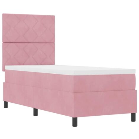 Box Spring Bed with Mattress Pink 80 x 200 cm Velvet vidaXL (1/5)