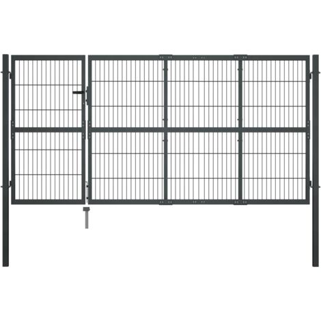 Garden Gate with Posts Steel 350x120 cm Anthracite vidaXL