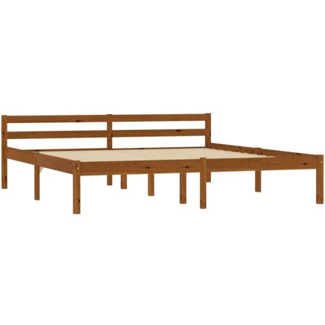 Bed Frame without Mattress Honey Brown Solid Pine Wood 180x200cm vidaXL