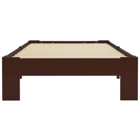 Bed Frame without Mattress Dark Brown Solid Pine Wood 100x200 cm vidaXL