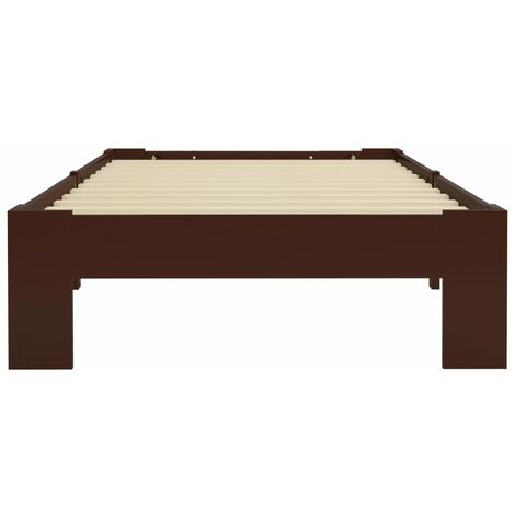 Bed Frame without Mattress Dark Brown Solid Pine Wood 100x200 cm vidaXL