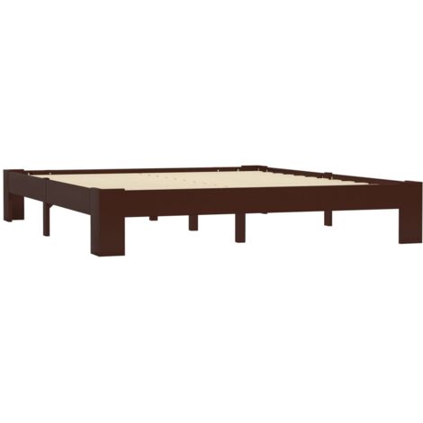 Bed Frame without Mattress Dark Brown Solid Pine Wood 180x200 cm Super King vidaXL