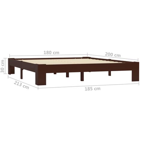 Bed Frame without Mattress Dark Brown Solid Pine Wood 180x200 cm Super King vidaXL