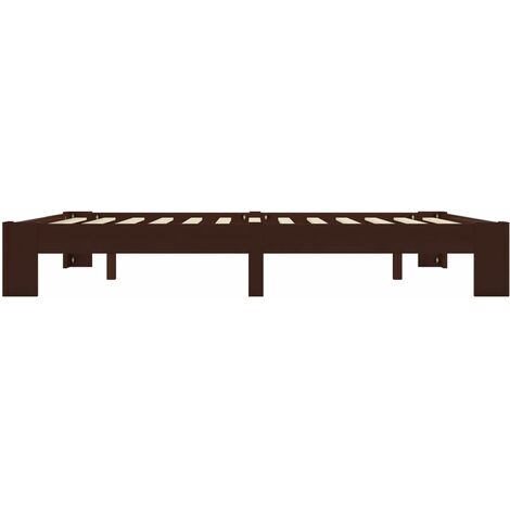 Bed Frame without Mattress Dark Brown Solid Pine Wood 180x200 cm Super King vidaXL