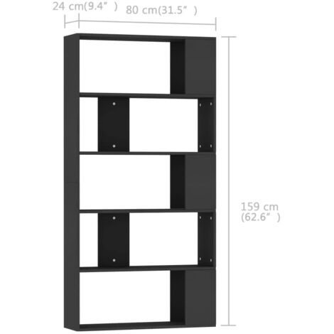 Book Cabinet/Room Divider Black 80x24x159 cm Engineered Wood vidaXL