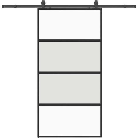 Sliding Door with Hardware Set Black 102.5x205 cm Tempered Glass vidaXL
