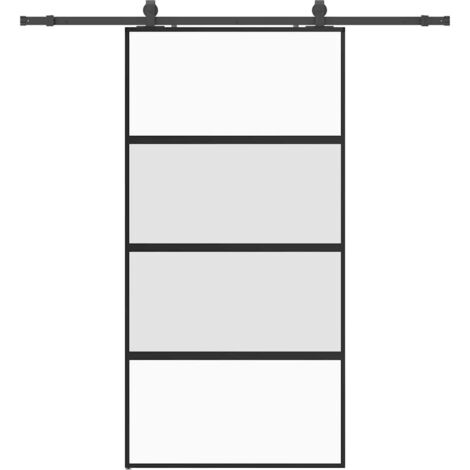 Sliding Door with Hardware Set Black 102.5x205 cm Tempered Glass vidaXL