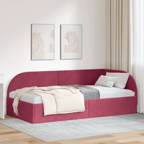 Corner Bed Frame with Headboard Wine red 80 x 200 cm Velvet vidaXL