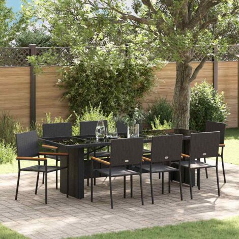 Garden Dining Set 9 pcs Black Poly rattan vidaXL (1/5)