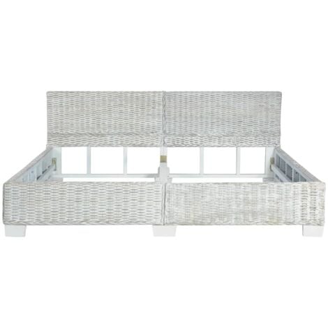 Bed Frame without Mattress Grey Natural Rattan 180x200 cm Super King vidaXL