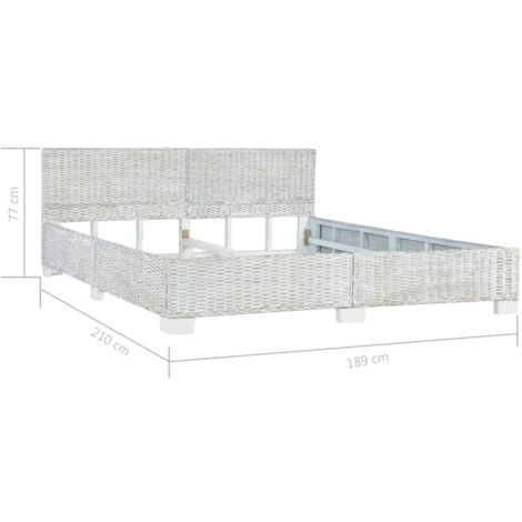 Bed Frame without Mattress Grey Natural Rattan 180x200 cm Super King vidaXL