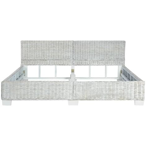 Bed Frame without Mattress Grey Natural Rattan 180x200 cm Super King vidaXL