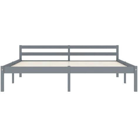 Bed Frame without Mattress Grey Solid Pine Wood 180x200 cm Super King vidaXL