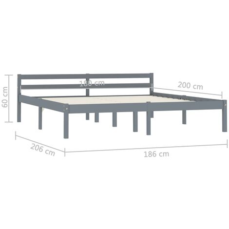 Bed Frame without Mattress Grey Solid Pine Wood 180x200 cm Super King vidaXL