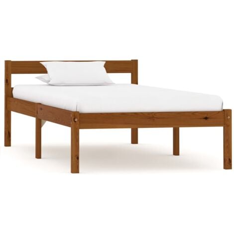 vidaXL Bed Frame Honey Brown Solid Pine Wood 100x200 cm - Brown