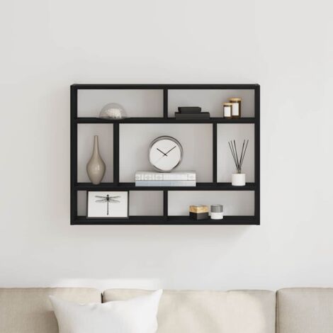 Wall Shelf Black Oak 75x16x55 cm Engineered Wood vidaXL (1/5)