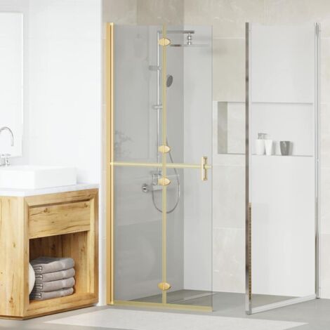 Walk-in shower wall Folding Gold and transparent 80 x 190 cm vidaXL (1/5)