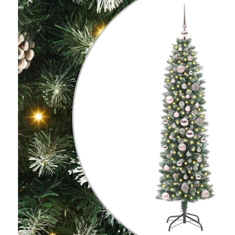 Artificial Slim Christmas Tree Green and white 150 cm vidaXL (1/5)