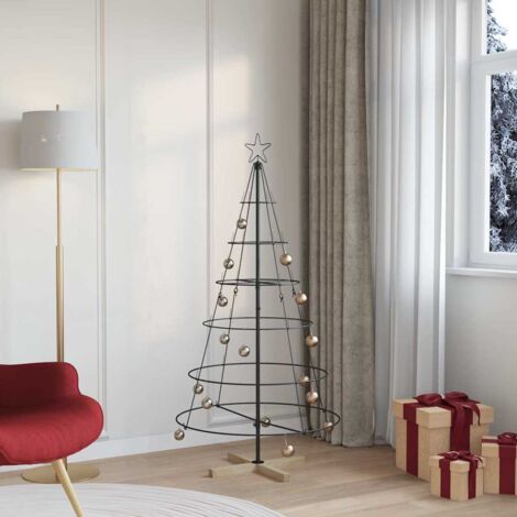 Christmas Cone Tree with Stand Black 150 cm Steel vidaXL