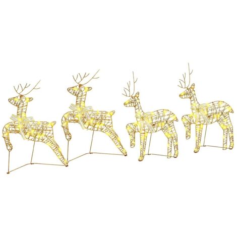 LED Reindeers with 80 LEDs 4 pcs Gold PET vidaXL (1/5)