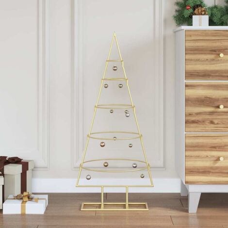 Metal Christmas Tree with Stand Gold 90 cm Powder-coated steel vidaXL (1/5)